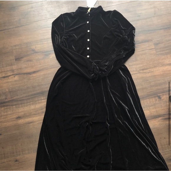 DONWORD Black Velvet Vintage Dress - Picture 4 of 5